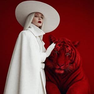Crimson Tiger Fashion Editorial - AI image template preview