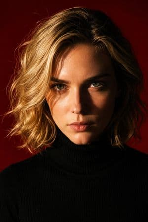 Dramatic Red Background Portrait - AI image template preview