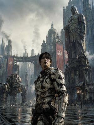 Dystopian Casshern-Style Hero - AI image template preview
