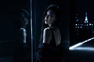 Moody Night Balcony Fashion Portrait - AI image template preview