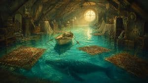 Surreal Ocean in the Attic Illustration - AI image template preview