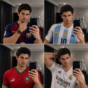 4-Panel Mirror Selfie Collage - AI image template preview