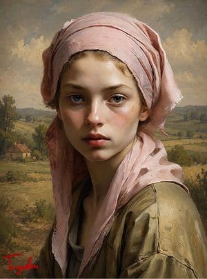 Pastoral Girl Oil Portrait - AI image template preview