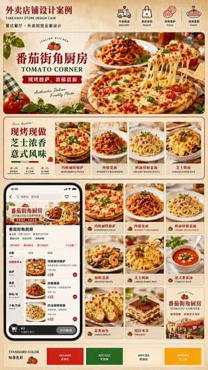 Italian Takeaway Brand Board - AI image template preview