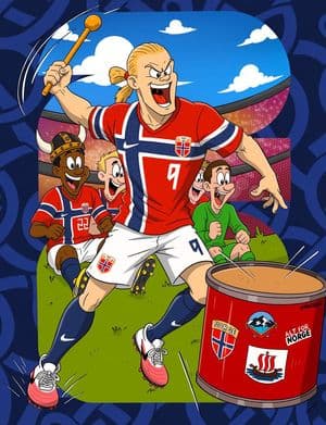 Norway Football Striker Cartoon Illustration - AI image template preview