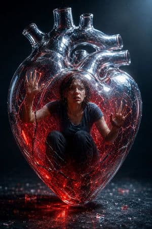 Woman Trapped in Crystal Heart Surreal Art preview