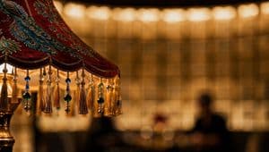 Ornate Peacock Lampshade Close-Up - AI image template preview