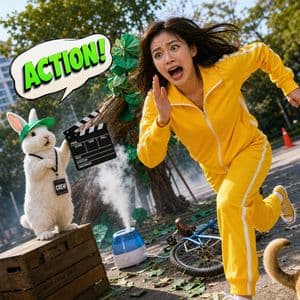 Humorous Hamster Director Scene - AI image template preview