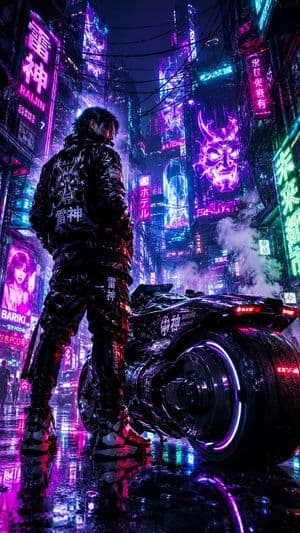 Cyberpunk Neon Street Racer - AI image template preview