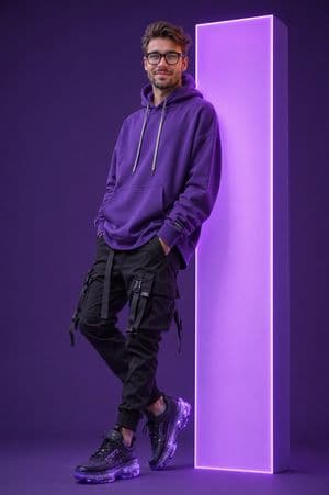 Neon Monolith Streetwear Portrait - AI image template preview