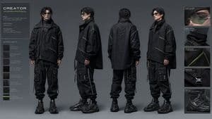 Avant-Garde Techwear Design Sheet - AI image template preview