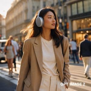 Cinematic lifestyle commercial photo of a woman - AI image template preview