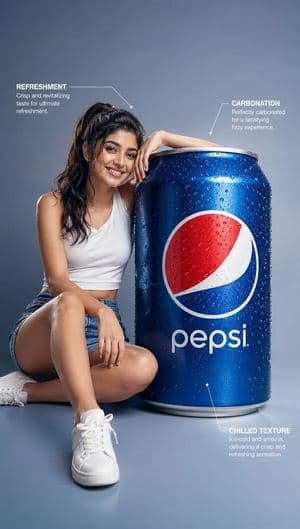 Surreal Giant Beverage Can Advertisement - AI image template preview