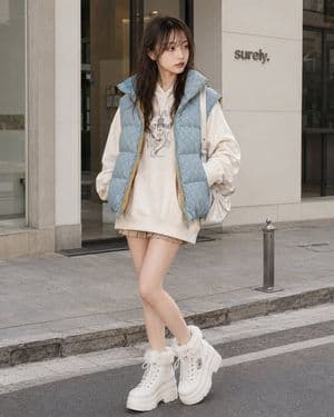 Y2K Casual Street Hoodie Outfit - AI image template preview