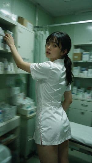 Cinematic Nurse in Medical Storage Room - AI image template preview