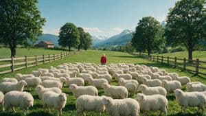Alpine Meadow Sheep Flock - AI image template preview