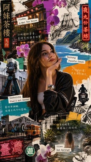 Taiwanese Travel Mixed-Media Art - AI image template preview