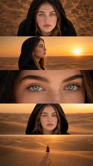 Cinematic Multi-Panel Character Collage - AI image template preview