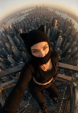 Fisheye Metropolis Portrait - AI image template preview