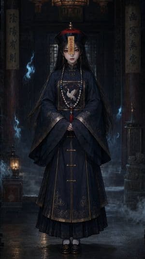 Dark Jiangshi Temple Portrait - AI image template preview
