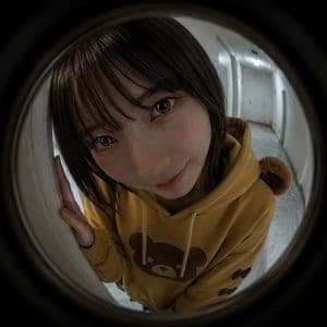 Fisheye Peephole Hoodie Portrait - AI image template preview