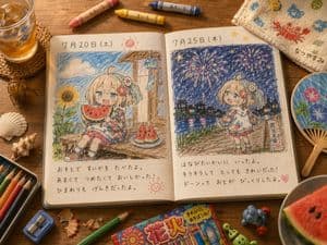 Cute Summer Picture Diary - AI image template preview