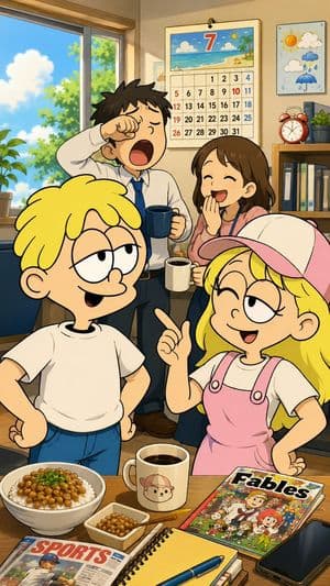Sunny Cartoon Breakfast Break - AI image template preview
