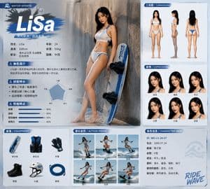LiSa Wakeboarding Character Sheet - AI image template preview