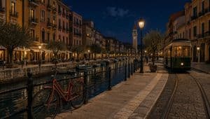 Day-to-Night Canal Street Transformation - AI image template preview