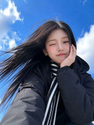 Low-Angle Winter Scarf Selfie - AI image template preview