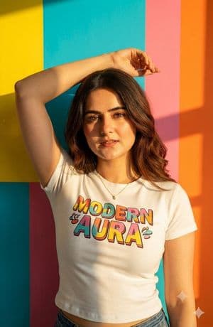 Geometric Color Block Editorial Portrait - AI image template preview