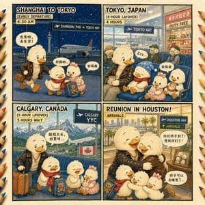 Duck Family Travel Comic - AI image template preview
