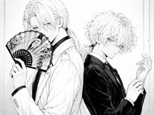 Monochrome Gothic Twin Portrait - AI image template preview