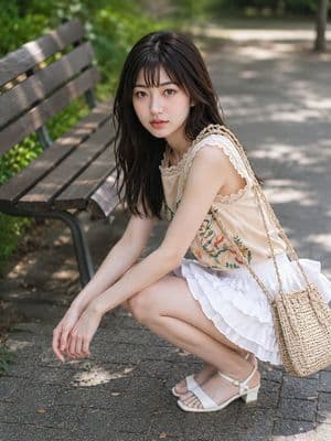 Crouching Park Portrait - AI image template preview