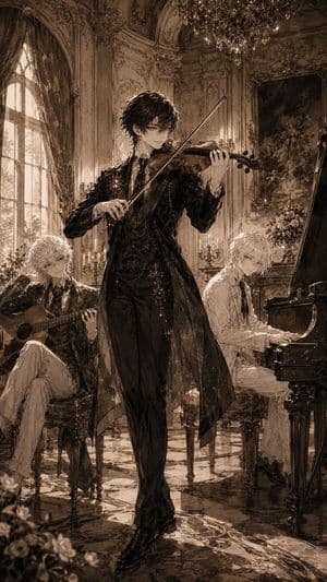 Gothic Palace Anime Trio - AI image template preview