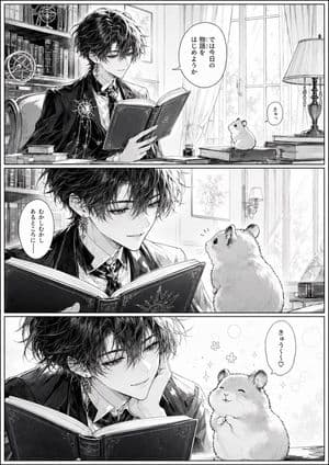 Sol Reading to Hamster - AI image template preview