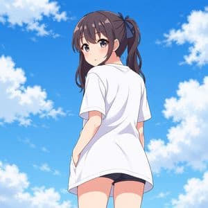 Anime Girl Under Summer Sky - AI image template preview