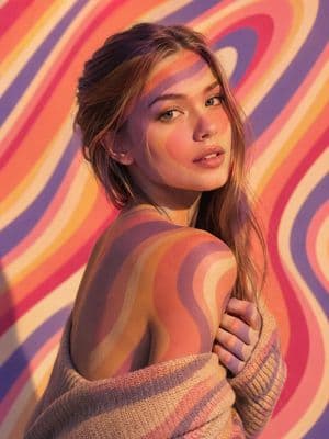Psychedelic Light Projection Portrait - AI image template preview