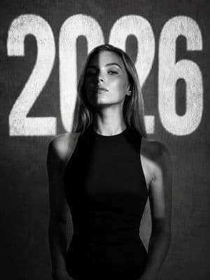 Futuristic Monochrome Projection Portrait - AI image template preview
