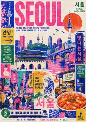 Risography Style Dubai Travel Poster - AI image template preview