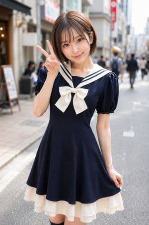 Sailor Dress Street Portrait - AI image template preview
