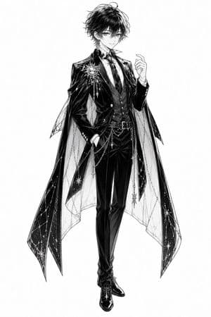 Monochrome Celestial Prince Character - AI image template preview