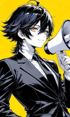 Anime Suit Character with Megaphone - AI image template preview