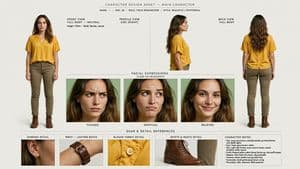 Professional Character Design Sheet - AI image template preview