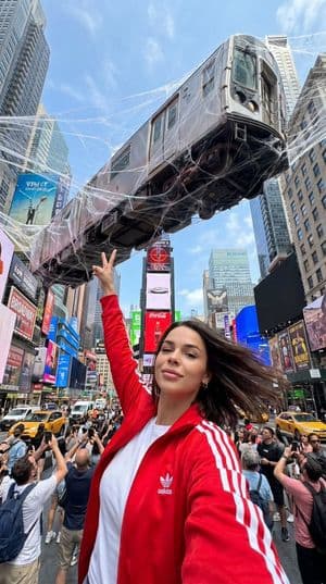 Surreal Times Square Selfie - AI image template preview