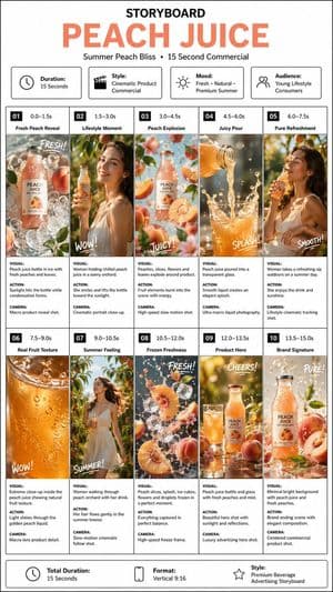 Luxury Peach Juice Storyboard - AI image template preview