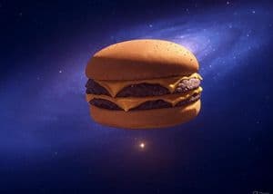 Floating Cheeseburger in Space - AI image template preview