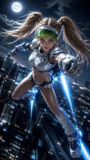 Moonlit Cyber Super Heroine Flight preview