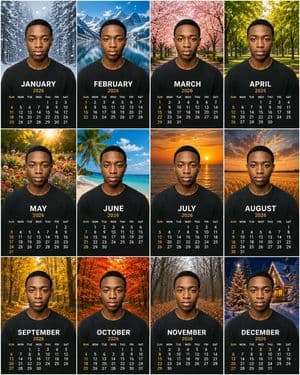 Personalized 2026 Portrait Calendar - AI image template preview