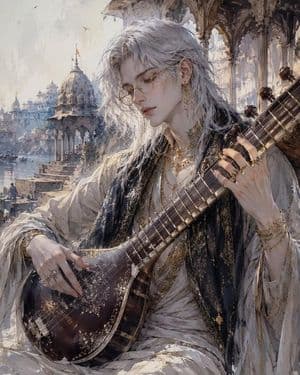 Ethereal Androgynous Musician in Ancient Ruins preview